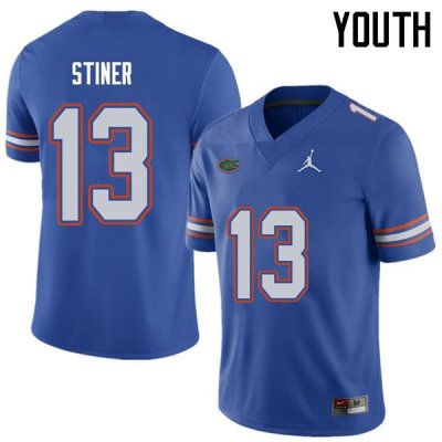 Youth Florida Gators #13 Donovan Stiner NCAA Jordan Brand Royal Authentic Stitched College Football Jersey USM0162IB